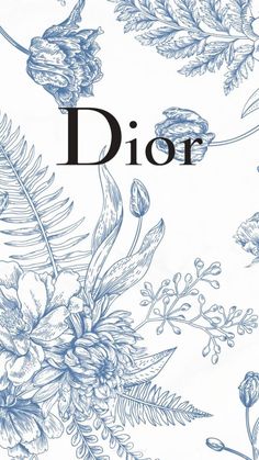 a blue and white floral pattern with the word dior