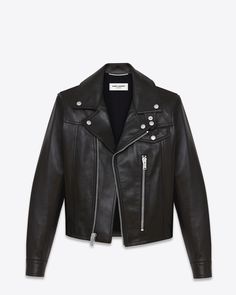 Saint Laurent Straight Motorcycle Jacket In Black Leather $4,290 Saint Laurent Leather Jacket, Ysl Leather Jacket, Ysl Event, Ysl Jacket, Polyvore Aesthetic, Rider Jacket