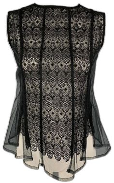 Fitted Sheer Sleeveless Mesh Top, Sleeveless Sheer Mesh Top For Night Out, Sheer Sleeveless Mesh Top For Night Out, Elegant Sleeveless Lace Top, Elegant Sleeveless Lace Top With Patchwork, Fitted Black Mesh Top With Lace Trim, Chic Sheer Lace Mesh Top, Sheer Lace Top For Parties, Sheer Lace Top For Party