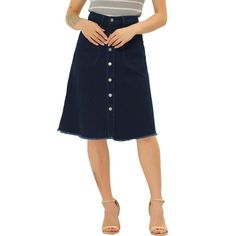 Allegra K Women's Raw Hem Button Down Midi Demin Skirt : Target Dark Wash Cotton Skirt With Button Zip Fly, Dark Wash Cotton Denim Skirt With Button Zip Fly, Denim Blue Cotton Skirt With Button Zip Fly, Cotton Denim Skirt With Button Zip Fly, Medium Wash Cotton Denim Skirt With Button Zip Fly, Denim Blue Cotton Denim Skirt With Button Zip Fly, Medium Wash Denim Skirt With Button Zip Fly, Casual Knee-length Buttoned Denim Skirt, Casual Knee-length Denim Skirt With Buttons