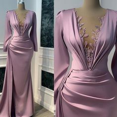 Formal Women Evening Dresses O-Neck Long Sleeve Floor Length Mermaid Special Event Guest Custom Gala Dresses Elegant Long Sleeve, Silk Satin Prom Dress, Gorgeous Gowns Wedding, Satin Evening Dress Classy, Elegant Long Sleeve Wedding Dress Classy, Evening Dresses Long With Sleeves, Quince Mom Dress, Prom Dresses Full Sleeve, Evening Dresses Elegant Glamour