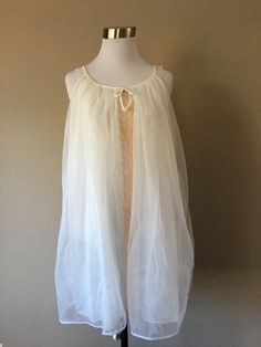 1960's Babydoll, chiffon, small Freshly Laundered Peggy Cream Sleeveless Sheer Sleepwear, Vintage Sheer Lace Sleepwear, Cream Vintage Sleepwear For Spring, Secret Photo, Flannel Nightgown, Teddy Lingerie, White Chiffon, Red White Blue, Dresses Xs