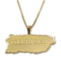 Solid Puerto Rico Island Pendant Charm in Silver or 18k Gold Plate over Silver.  Optional 18 or 20 inch Box Chain 0.85mm in Silver or Gold Filled.  2 different sizes available and both are very solid measuring 1.10mm in Thickness   Large Size (22mmH x 35mmW- 1.38 INCHES WIDE LEFT TO RIGHT. Weighs 4.40 grams.)  or Small Size (18mmH x 24mmW- 15/16 INCH WIDE LEFT TO RIGHT. Weighs 2.10 grams.) Can order with or without the Box Link 18 or 20 inch chain which weighs approx. 1.50 grams in 18 inches. Need a longer length box chain? Please message Jose Jay and he will quote you the cost for a longer chain.  MADE IN USA. By Jose Jay. Gold Nameplate Jewelry With Box Chain, Gold Pendant Name Necklace With Box Chain, Gold Name Necklace With Box Chain For Anniversary, Puerto Rico Island, Porto Rico, Island Pendants, Pendant Silver, Cute Packaging, Cuff Earrings