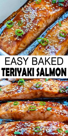 easy baked teriyaki salmon in a baking pan