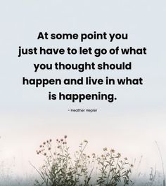 the quote at some point you just have to let go of what you thought should happen and live in what is happening