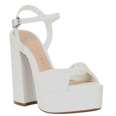 Gianni Bini Hartliye Leather Knot Ankle Strap Platform Dress Sandals Size: 10 Color: White Condition: New Without Box / Never Worn From Gianni Bini, The Hartliye Leather Knot Ankle Strap Platform Dress Sandals Feature: Leather Upper With Knot Detailing Memory Foam Sock Ankle Strap With Buckle Closure Synthetic Lining Rubber Outsole Approx. 1.96" Platform Height Approx. 5.51" Block Heel Height Tags: Cute Comfortable Comfort Comfy Wooden Swiss Clogs Wood Soft Girl Aesthetic Dopamine Dressing Embro Cream Sandals With Buckle Closure For Party, Party Cream Sandals With Buckle Closure, Elegant White Sandals For Night Out, Elegant Cream Heels For Day Out, White Sandals With Heel Strap For Night Out, White Platform Sandals For Night Out, White Synthetic Sandals For Night Out, White Strappy Heels For Spring, White Strap Heels For Spring