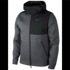 Style#: Bv3998-070 Nike Therma Fabric Helps Manage Your Body’s Natural Heat To Keep You Warm A Water-Repellent Coating Keeps You Dry And Covered In Light Rain. Zippered Side And Chest Pockets Keep Your Belongings Secure While You Move. Standard Fit For A Relaxed, Easy Feel Made For Cool-Weather Workouts, The Nike Therma Jacket Combines Soft, Insulating Fabric That Repels Water To Help Keep You Warm, Dry And Comfortable. Gray Sporty Outerwear For Winter Sports, Sporty Gray Outerwear For Winter Sports, Gray Windproof Sports Outerwear, Gray Windproof Outerwear For Sports, Black Windproof Athleisure Hooded Jacket, Black Windproof Hooded Jacket In Athleisure Style, Sporty Hooded Jacket With Fleece Lining For Cold Weather, Black Athleisure Hooded Jacket Windproof, Black Casual Fleece Jacket For Winter Sports