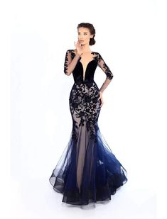 Prom Dress Long Sleeves, Tulle Prom Dress Long, Tarik Ediz Dresses, Blue Evening Gowns, Dress Couture, Prom Dress Long, Tarik Ediz, Affordable Prom Dresses, Plunging Neck