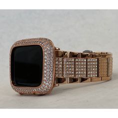 Fits the Apple Watch available for sizes 38,40,41,42,44 and 45mm in series 1,2,3,4,5,6,6 or SE Men's and Women's. Rose Gold Apple Watch Band Bling with high quality Swarovski Crystals set in stainless steel with a butterfly buckle. Fits wrist size from 5.5" to 8". Comes with a tool to remove links with instructions. Add a custom Rose Gold 14K Gold Plated Bezel with micro pave lab diamonds. Two bars on the back hold the watch firmly in place, easy to get on and off. Access to all button. **Apple Luxury Rose Gold Stainless Steel Apple Watch Band, Luxury Rose Gold Stainless Steel Watch Band, Gold Apple Watch Band, Candy Watch, Rose Gold Apple Watch, Gold Apple Watch, Ceramic Watch, Gold Apple, Women Rising