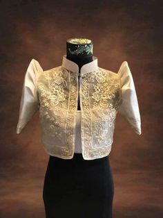 Filipino Barong, Modern Filipiniana Gown, Modern Filipiniana Dress, Filipino Fashion, Barong Tagalog, Wedding Shawls, Filipiniana Dress, Organza Blouse, Formal Gloves