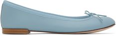 Nappa calfskin ballerina flats in blue. · Bow accent at vamp · Grosgrain trim at collar · Cotton twill lining · Stacked leather heel with rubber injection · Leather stitch-and-return sole Supplier color: Everest Blue Bow, Ballerina Flats, Curator Style, Luxury Streetwear, Leather Heels, Cotton Twill, Calf Skin, Designer Fashion, Women Wear