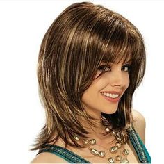 Category:Synthetic Wig; Gender:Women's; Top to Bottom:16; Wig Type:Natural Wigs,Cosplay Wig; Occasion:Daily Wear; Age Group:Adults; Wig Length Range:12; Color Shade:Ombre,Blonde,Dark Brown; Hair Material:Synthetic Hair; Cap Construction:Machine Made; Texture:Wavy; Length:12 inch,Medium Length; Net Weight:0.25; Heat Resistant:Yes; Cap Circumference:; Front to Back:; Nape of Neck:; Side to Side Across Forehead:; Side to Side Over Top:; Temple to Temple Across Back:; Hairstyle:With Bangs; Can Be Pe Haircuts Cute, Medium Length Hair Straight, Dunner Wordend Haar, Cute Layered Haircut, Mid Length Hair With Layers, Wig Short, Natural Wigs, Midlength Haircuts, Layered Haircut