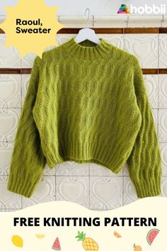 Get started on this DIY project on Raoul - Sweater Knitting
 Pattern. SIZE XS | S | M (L | XL | 2XL) 3XL | 4XL | 5XL MEASUREMENTS Bust circumference finished Sweater: 98 | 104 | 110 (116 | 122 | 134) 146 | 158 | 166 cm or 38.6 |41|43.3 (45.7|48|52.8) 57.5|62.2|65.4 inches with a positive ease of 15 to 20 cm or 6 to 8 in Length: 48 | 48| 48 (51 | 54 | 54) 57 | 60 | 60 cm or 18.9|18.9|18.9 (20|21.2|21.2) 22.5|23.5|23.5 in Sleeve length: 42 | 39 | 36 (36 | 34 | 34) 34 | 34 | 34 cm (incl. 8 cm cuff) Free Cropped Sweater Knitting Pattern, Knitted Pullover Pattern, Oversized Sweater Pattern Free, Women’s Knitting Patterns, Free Knit Patterns For Women, Free Pattern Knitting Sweater, Free Ravelry Knitting Patterns, Knit Beginner Projects, Free Knit Cardigan Pattern