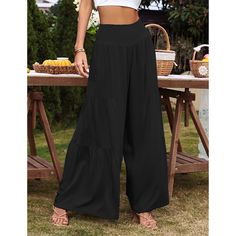 Black High Waist Cotton Loose Casual Pants High-waisted Black Harem Pants With Elastic Waistband, Comfortable Black Wide-leg Harem Pants, Black Relaxed Fit Ankle-length Harem Pants, Black Wide-leg Cotton Harem Pants, Black Wide-leg Harem Pants With Side Pockets, Black High Waist, Bottoms Pants, Casual Pants, High Waist