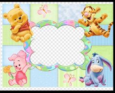 winnie the pooh and friends photo frame, hd png