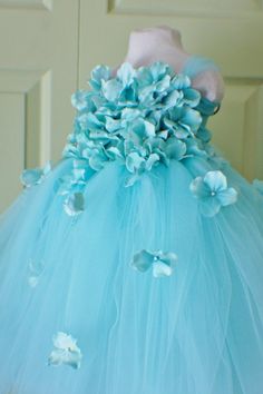 Flower girl dress Aqua Blue Dress, Blue tutu dress, flower top, hydrangea top, toddler tutu dress Ca Cute Tutu Dress With Floral Applique For Dress-up, Cute Floral Applique Tutu Dress For Dress-up, Fitted Blue Princess Dress With Floral Applique, Fitted Tulle Princess Dress With Floral Applique, Blue Tulle Dress With Floral Applique, Princess Style Blue Tutu Dress For Spring, Spring Pageant Tutu Dress With Tulle Skirt, Spring Flower Tutu Dress For Dress-up, Spring Princess Style Blue Tutu Dress