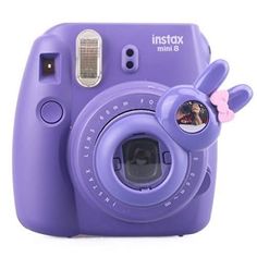 an instax camera with a purple bunny on it's front and side