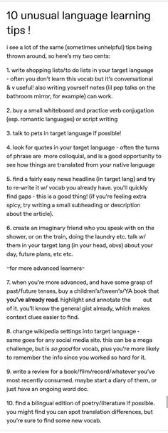 the top 10 unusual language learning tips