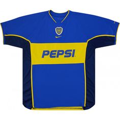 a blue and yellow soccer jersey with the word pepsi on it