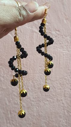 This is Indian test of earrings perfect for wedding and party. Cheap Dangle Earrings With Faceted Beads, Jewelry Making With Beads, Black Beaded Drop Earrings, Black Beaded Earrings With Dangling Beads For Evening, Elegant Beaded Chain Drop Earrings, Black Beaded Dangling Earrings For Evening, Black Dangling Beads Earrings For Evening, Elegant Black Beaded Drop Earrings, Elegant Beaded Chain Earrings