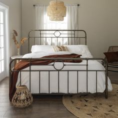 Antiqua Bronze King Bed - Farmhouse Kitchen and Bath Pipe Bed, King Metal Bed Frame, Solid Wood Bed Frame, Iron Bed Frame, Modern Platform Bed, Solid Wood Platform Bed, Walker Edison, King Bed Frame, Iron Bed