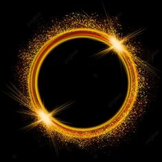 an orange circle with sparkles on a black background