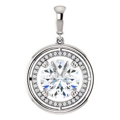 -Silver Diamond Solitaire Halo Pendant set with 0.65ct weight of beautiful lab grown diamonds -All diamonds in G-H color and VS2-SI1 clarity -Available in white, yellow, or rose gold -Costs 50% less than natural diamonds -Purchase includes jewelry box -30 day money-back guarantee -Free shipping on all purchases -Fully insured -Diamond Specification -ColorG-H -ClarityVS2-SI1 -Total Diamond -Weight0.65ct  (approx)  Number of -Diamonds21  ShapeRound -Return Policy  All purchases from Channel Jewelr Modern Diamond White Round Cut Diamond Necklace, Modern Round Cut Diamond White Necklace, White Diamond Necklace With Round Cut Halo Design, Classic Diamond White Halo Necklace, Classic Diamond White Necklace With Halo Design, Gia Certified Silver Diamond Necklace For Anniversary, Classic White Diamond Necklace With Halo Design, Gia Certified Round Cut Diamond Necklace For Anniversary, Diamond White Lab-grown Diamond Necklace With Halo Setting