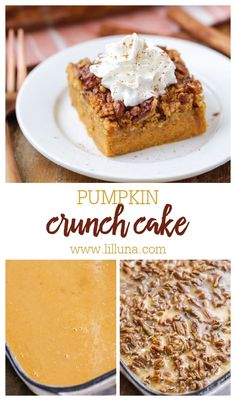 pumpkin crunch cake with whipped cream on top