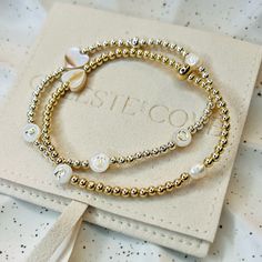 Bring a beachy charm to your look with our Personalised Shell & Pearl Bracelet Featuring shell lettering and heart, and a freshwater pearl, this bracelet is perfect for a meaningful and personalised gift for yourself or a special someone. Simply add up to four initials in the personalisation box. Due to natural materials each shell bead or pearl may vary in shape and size giving each bracelet its own unique quality Silver beads are 925 Stirling Silver Gold beads are Gold Filled (Tarnish free) Ea Elegant Letter Beads Bracelets For Beach, Amazon Account, Bracelet Initial, Initial Bracelet, Stirling, Shell Beads, Colorful Bracelets, Gold Beads, Pearl Bracelet