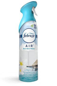 a bottle of deodorant air on a white background with a blue cap