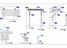 an architectural drawing shows the various parts of a bench and its construction details are shown