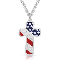 Montana Silversmith Jewelry, Patriotic Cross, Born In The Usa, Western Bracelets, Cross Symbol, Painted Background, Patriotic Flag, Boot Jewelry, Usa Patriotic