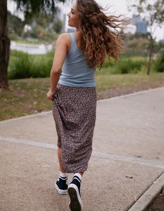 RSQ Womens Low Rise Ditsy Midi Skirt - BLACK COMBO | Tillys Black Midi Skirt, Skirt Black, Low Rise, Midi Skirt, Elastic Waist, Summer Outfits, Floral Print, Floral Prints, Hand Wash