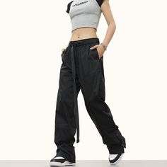 RTK (W) No. 3402 BUCKLE CARGO PANTS Urban Straight Leg Work Pants With Belt Loops, Casual Full-length Work Pants With Belt Loops, Casual High Waist Pants With Belt, Casual High-waisted Pants With Belt, Baggy High-waisted Parachute Pants With Belt Loops, Casual Straight Leg Bottoms With Belt, Casual High Waist Bottoms With Belt, Casual Wide Leg Pants With Belt, Urban Baggy Bottoms With Belt Loops