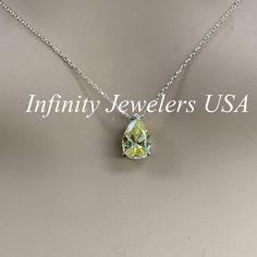 "This pendant is a pear shape yellow simulated diamond made with pure 14k yellow gold and 18\" yellow gold cable chain included item #5697 Approximate total carat weight: 2.00ctw diamond equivalent -Center Stone Size: 10x7mm -Gem Type: Simulated Diamond -Center Stone Shape: Pear Shape -Center Stone Color: Yellow -Center Stone Clarity: VVS1 -Metal Type and Purity: 14k Yellow Gold -Chain: 18\" delicate 14k gold chain / heavier option with lobster claw available (use dropdown to select) -Country of Fine Jewelry Yellow Teardrop Necklace, Yellow Teardrop Pendant Jewelry For Anniversary, Yellow Teardrop Fine Jewelry Necklace, Pear-shaped Cubic Zirconia Drop Necklace With Diamond Cut, Pear-shaped Brilliant Cut Drop Necklace For Anniversary, Yellow Teardrop Jewelry For Anniversary, Formal Yellow Teardrop Pendant Jewelry, Yellow Teardrop Necklaces For Anniversary, Yellow Diamond Teardrop Jewelry