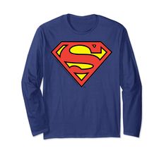 a blue shirt with a superman logo on it