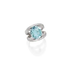 18 Karat White Gold, Paraiba Tourmaline and Diamond Ring | Sotheby's Titanic Jewelry, Colored Stone Rings, Paraiba Tourmaline, International Jewelry, Blue Stone Ring, Colored Stone, Bling Rings, Fine Jewels, Girls Jewelry