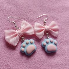 Kawaii/cute Pastel pet paw earrings kawaii animal cat dog bunny sweets punk pink blue purple glitter see through heart shape festival hoop Kawaii Jewelry Pastel Goth, Earrings Handmade Tutorial, Fleece Hats, Kawaii Jewelry, Pet Paws, Kawaii Animals, Resin Charms, Purple Glitter, Earring Tutorial