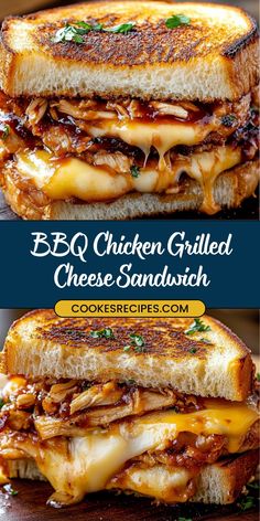 bbq chicken grilled cheese sandwich on toasted bread