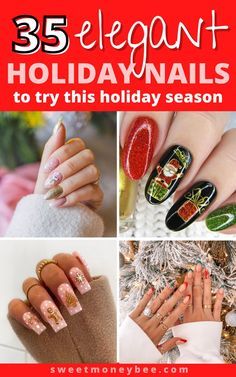 Elegant Winter Nails, Classic Red Nails, Festive Nail Designs, New Nail Art Design, New Nail Art, Winter Nail Designs