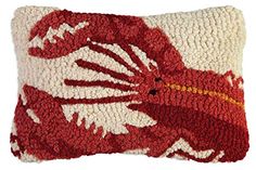 Hand Hooked Pillows, Lobster Design, Hooked Pillow, Hooked Wool, Wool Pillow, Wool Pillows, Couch Pillows, L L Bean