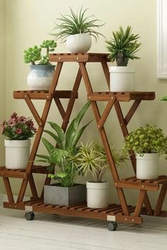 wooden Many Tiered Plant Stand Display Tier Plant Stand, Support Pour Plante, Plant Stands Outdoor, Wooden Plant Stands, Wood Plant Stand, Plant Stand Indoor, Wooden Planters, Wood Home Decor, Outdoor Wood