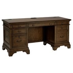 an antique style desk with two drawers and one drawer on the top, in dark wood