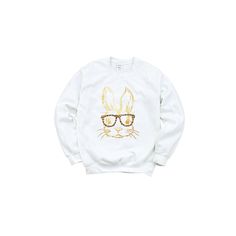 This listing is inclusive of the matching sweatshirt set with the bunny graphic, which is perfect for Easter! Current production time on this sweatshirt is 1-2 business days, but if you need this sooner, send me a message! This shirt will be sent out via USPS first class mail, and should arrive within 2-5 business days. If you would like to add a name to the back of this item, please add this listing to your order: https://www.etsy.com/listing/293157723/name-customization-add-on?ref=listings_man White Cartoon Print Sweater For Spring, Spring Cartoon Print Relaxed Fit Sweatshirt, Relaxed Fit Cartoon Print Sweatshirt For Spring, Spring Cartoon Print Crew Neck Sweatshirt, Leopard Glasses, Easter Sweatshirt, Bunny Sweatshirt, Bunny Graphic, Matching Sweatshirts