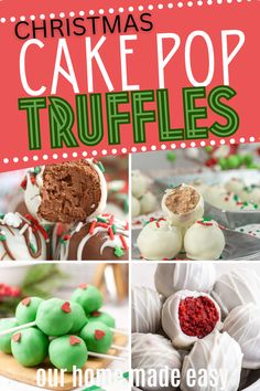 christmas cake pop truffles collage with text overlay