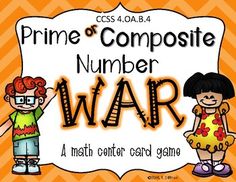 Are you looking for a math center game that will help your students learn prime and composite numbers? I like to use math games so my students have to use interpersonal skills, rather than practicing the same skill with just technology or worksheets. This game can be played with 2-4 players. There are 128 game cards. Students play the game following the traditional rules for 'War', but the winning card in this game is the prime number. Students must prove that the other number is composite by fi Prime And Composite Numbers, Teaching Math Elementary, Composite Numbers, Prime And Composite, Math Center Games, Science Centers, Prime Numbers, Math Talk, Math Number Sense