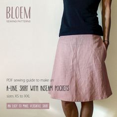 Sewing Pattern A-line Skirt With Inseam Pockets, Instant PDF Download Pattern Skirt, Digital Sewing Guide - Etsy Sewing Guide, Simple Skirt, Pattern Skirt, Linen Clothes, Pattern Download, A Line Skirt, Pdf Pattern, A 4