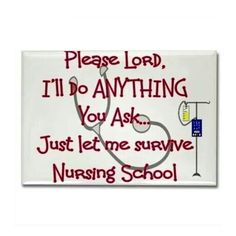 a sign that says please lord, i'll do anything you ask just let me survive nursing school