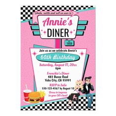 a birthday party flyer for a diner