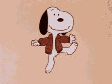 a cartoon dog is jumping in the air with his legs spread out and eyes closed